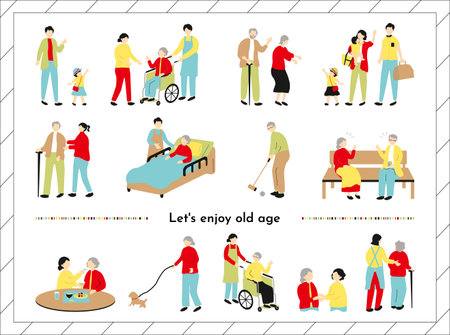 Life in old age setのイラスト素材
