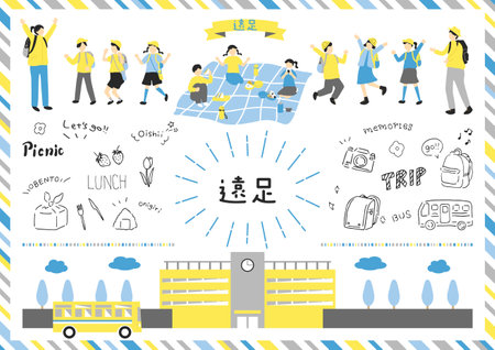 Children enjoying the excursionのイラスト素材