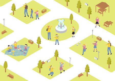 Children enjoying the excursionのイラスト素材