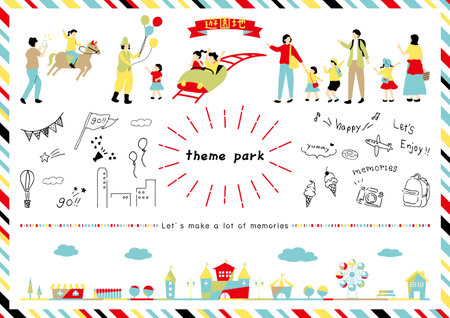 People enjoying the amusement parkのイラスト素材