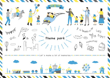 People enjoying the amusement parkのイラスト素材
