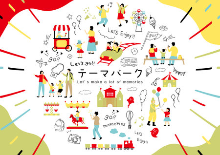 People enjoying theme parksのイラスト素材