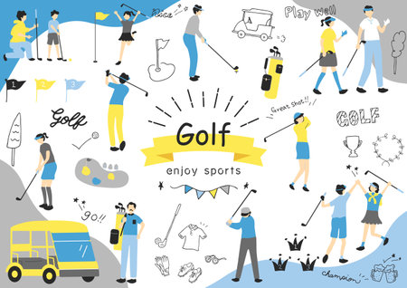 People who enjoy golfのイラスト素材