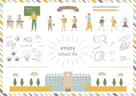 School Life Illustration Collectionのイラスト素材