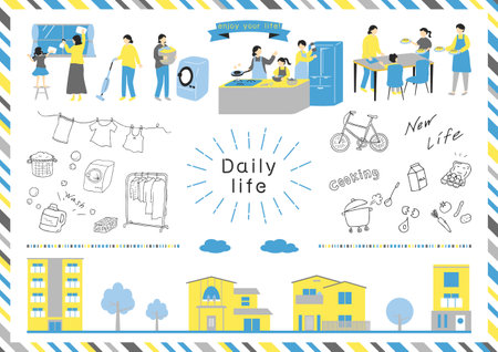 People who enjoy daily lifeのイラスト素材