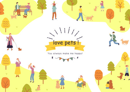 People who enjoy living with petsのイラスト素材