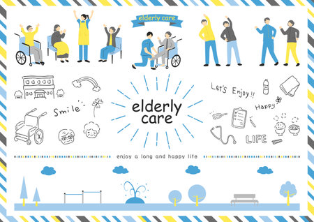 Elderly Care Illustration Materials Collectionのイラスト素材
