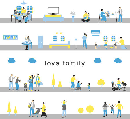 Family Daily Life Seamless Backgroundのイラスト素材