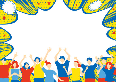 A large number of people excited Speech bubble backgroundのイラスト素材