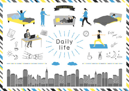 Contemporary Women's Lifestyle Material Collectionのイラスト素材