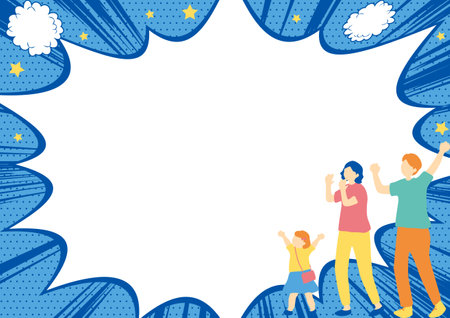 Families cheering speech bubble backgroundのイラスト素材