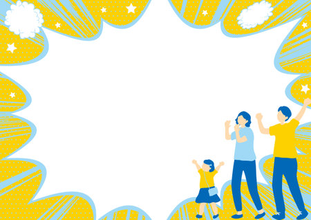 Families cheering speech bubble backgroundのイラスト素材