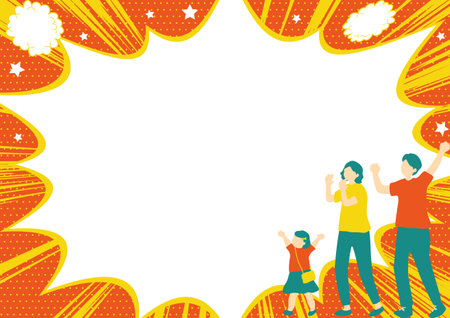 Families cheering speech bubble backgroundのイラスト素材
