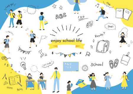 Children enjoying school lifeのイラスト素材
