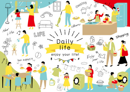 People who enjoy daily lifeのイラスト素材