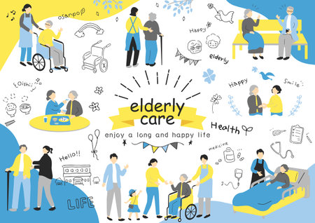 Elderly Care Illustration Materials Collectionのイラスト素材