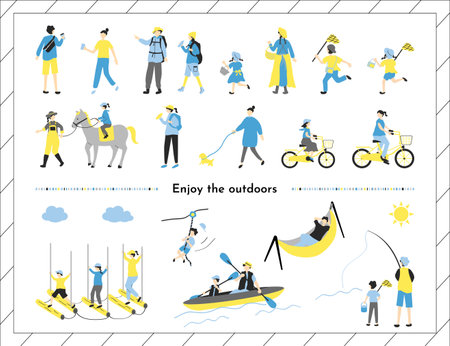 People who enjoy the outdoorsのイラスト素材