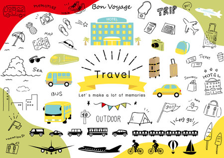 A collection of illustrations that are easy to use for travelのイラスト素材
