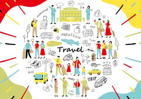 People who enjoy travelingのイラスト素材