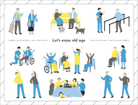 Life in old age setのイラスト素材