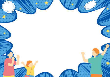 Families cheering speech bubble backgroundのイラスト素材