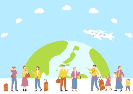 People who enjoy traveling Global backgroundのイラスト素材