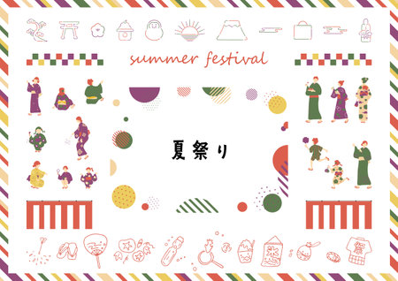 Summer Festival Japanese Material Collectionのイラスト素材