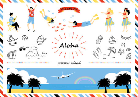 People who enjoy tropical countriesのイラスト素材