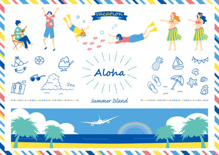 People who enjoy tropical countriesのイラスト素材