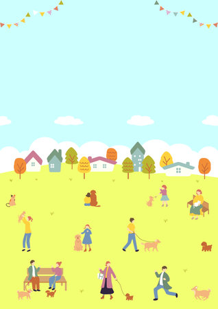 People who enjoy living with petsのイラスト素材