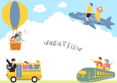 People who enjoy traveling by vehicleのイラスト素材
