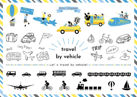 People who enjoy traveling by vehicleのイラスト素材