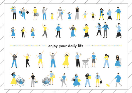 People's Daily Life Lifestyle Setのイラスト素材