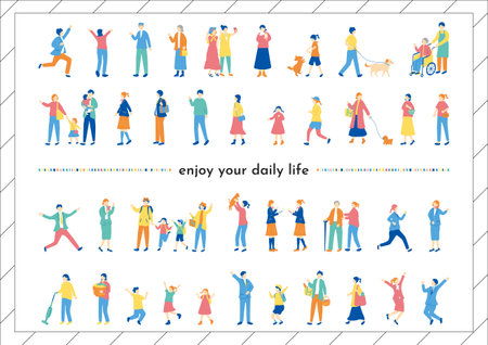 People's Daily Life Lifestyle Setのイラスト素材