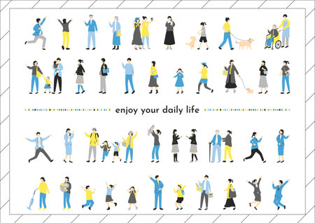 People's Daily Life Lifestyle Setのイラスト素材