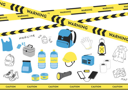 Disaster prevention goods material collectionのイラスト素材