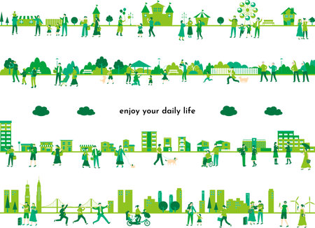 People's Daily Life Lifestyle Setのイラスト素材