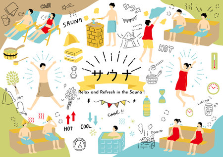 People enjoying the saunaのイラスト素材