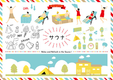 People enjoying the saunaのイラスト素材