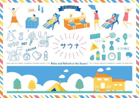 People enjoying the saunaのイラスト素材