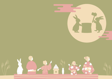 People who enjoy moon viewingのイラスト素材