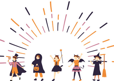 Children enjoying Halloweenのイラスト素材