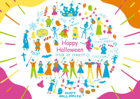 People who enjoy Halloweenのイラスト素材