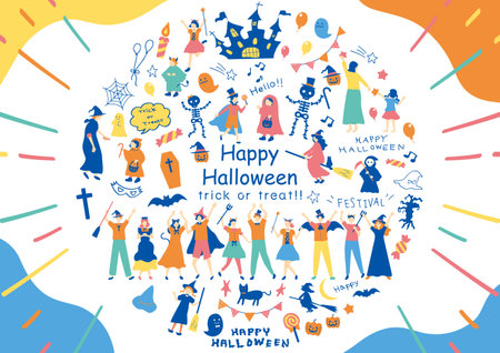 People who enjoy Halloweenのイラスト素材