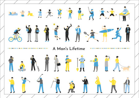 A Man's Life Life Stage Materialsのイラスト素材