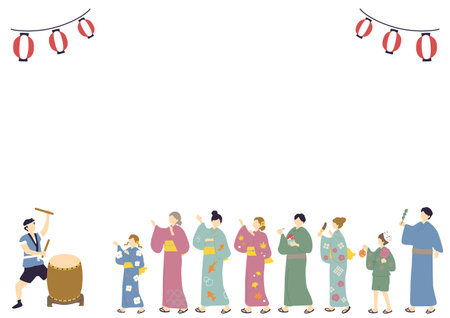 People who enjoy festivalsのイラスト素材