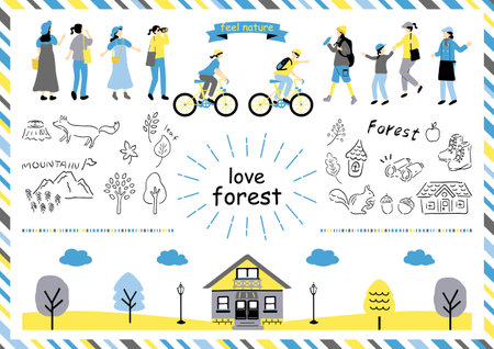 People enjoying natureのイラスト素材