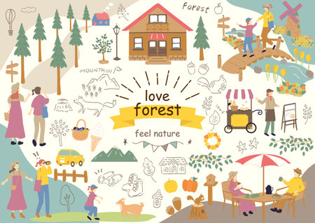 People enjoying natureのイラスト素材