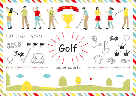 People who enjoy golfのイラスト素材