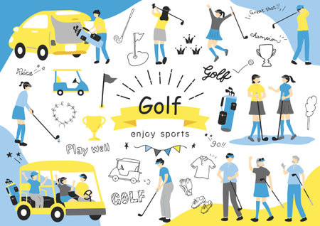 People who enjoy golfのイラスト素材
